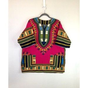 The African Heritage Dashiki Top Blouse Shirt Hot Pink One Size Fits All